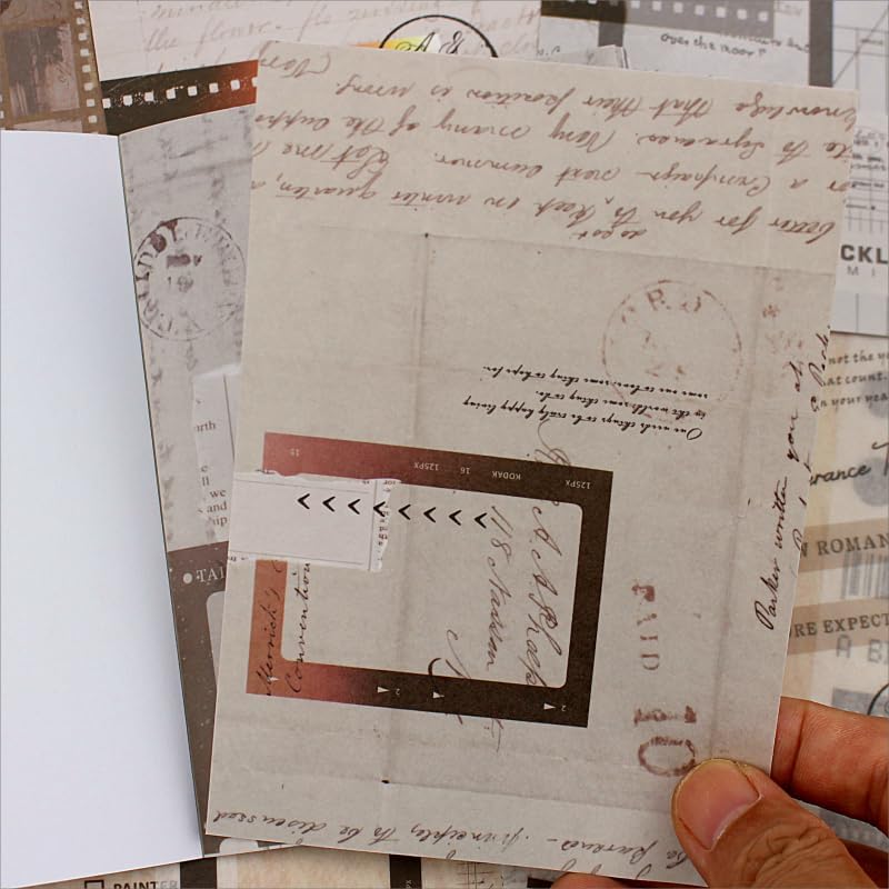 40 hojas de calcomanías Washi vintage para adultos, libro de diario basura efímera con 180 calcomanías de película y 20 papeles adhesivos para