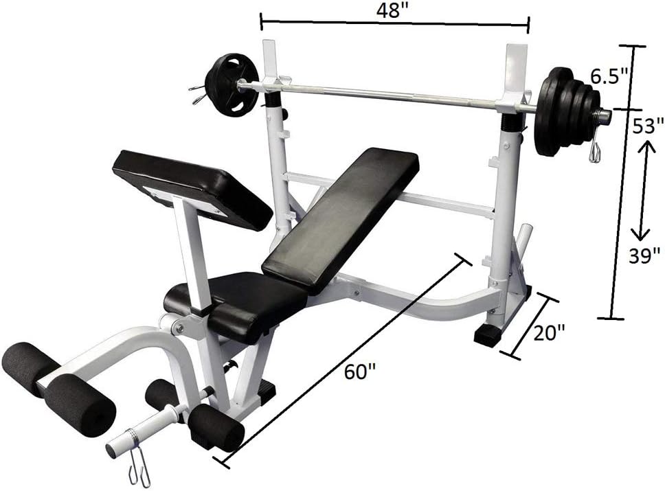 Olympic Flat Inclinación Disminución de Press de banca con brazo y pierna Attachment (Barbell Excluido)