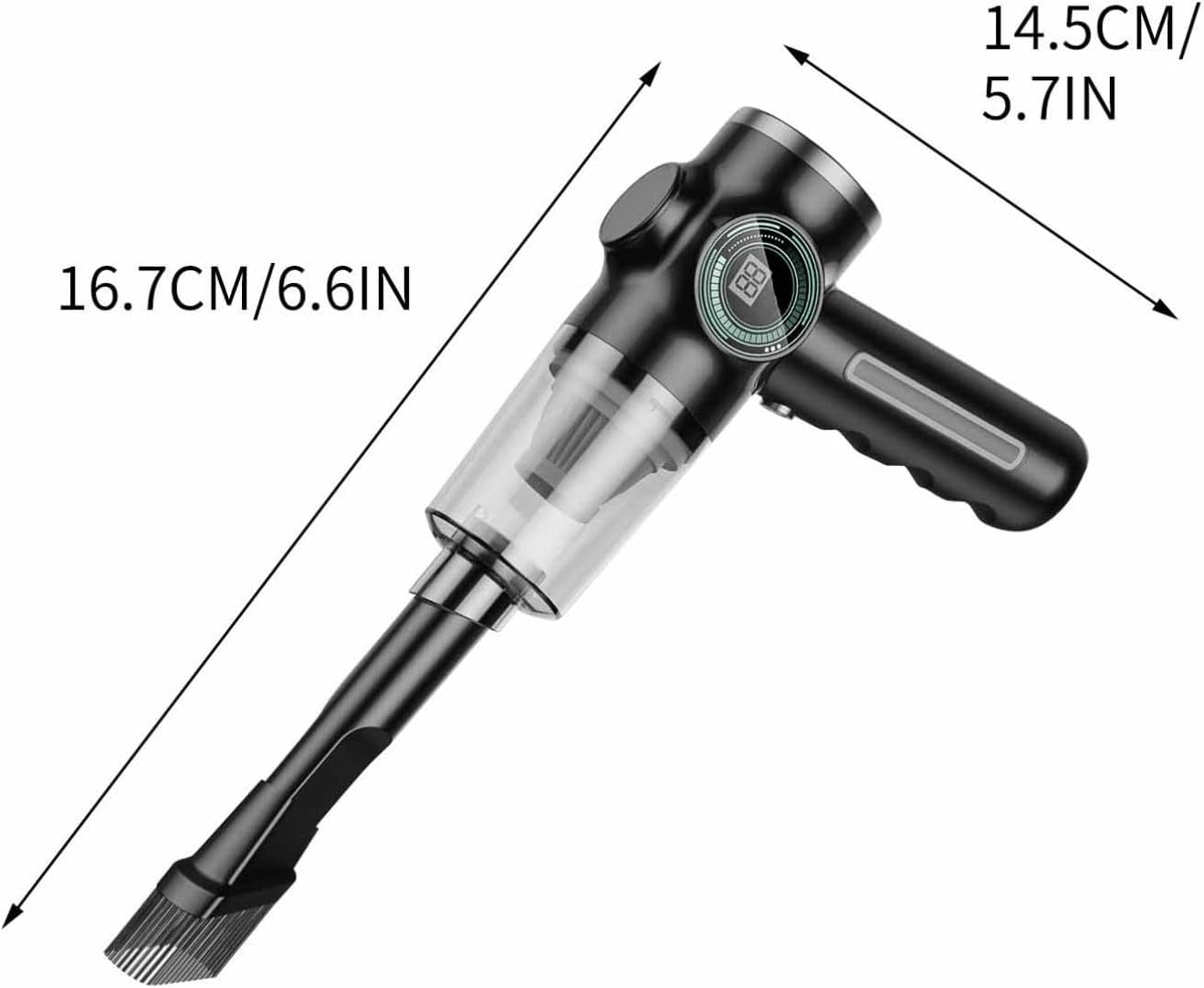 Aspiradora inalámbrica, aspiradora recargable para automóvil con pantalla digital, filtro lavable, alta potencia, uso húmedo y seco, aspiradora
