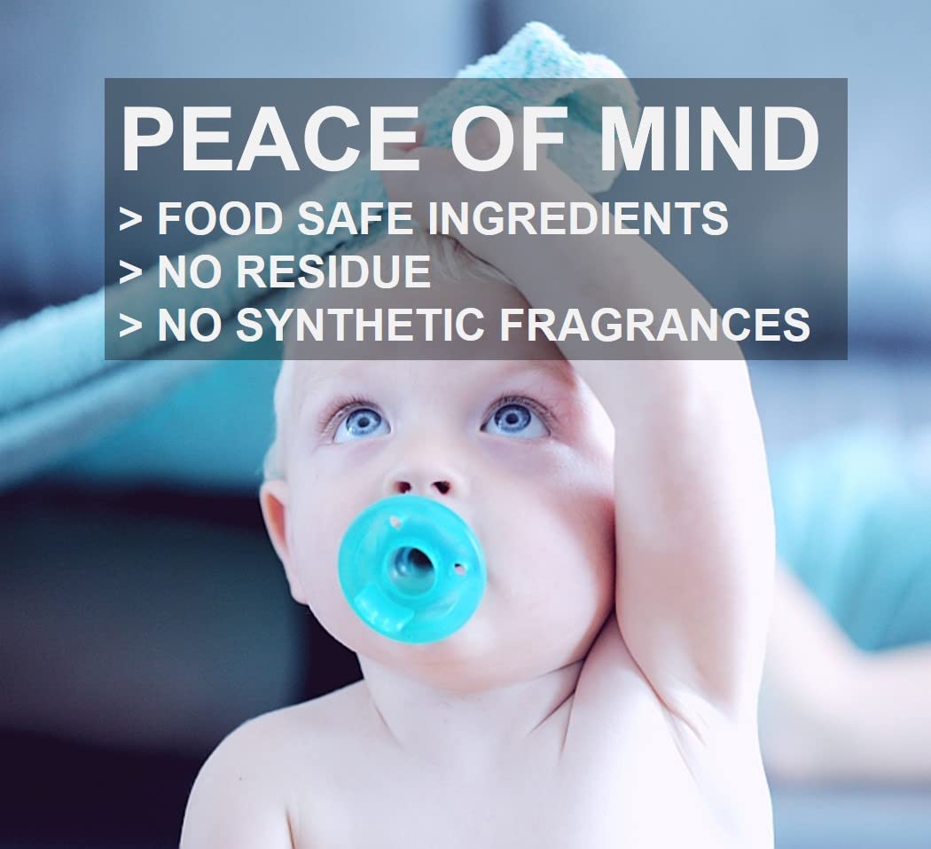 Baby Everything Cleaner (16 onzas + concentrado hace 80 onzas) hipoalergénico. Tecnología hipoclorosa. Sin residuos. Sin perfume. Sin enjuague.