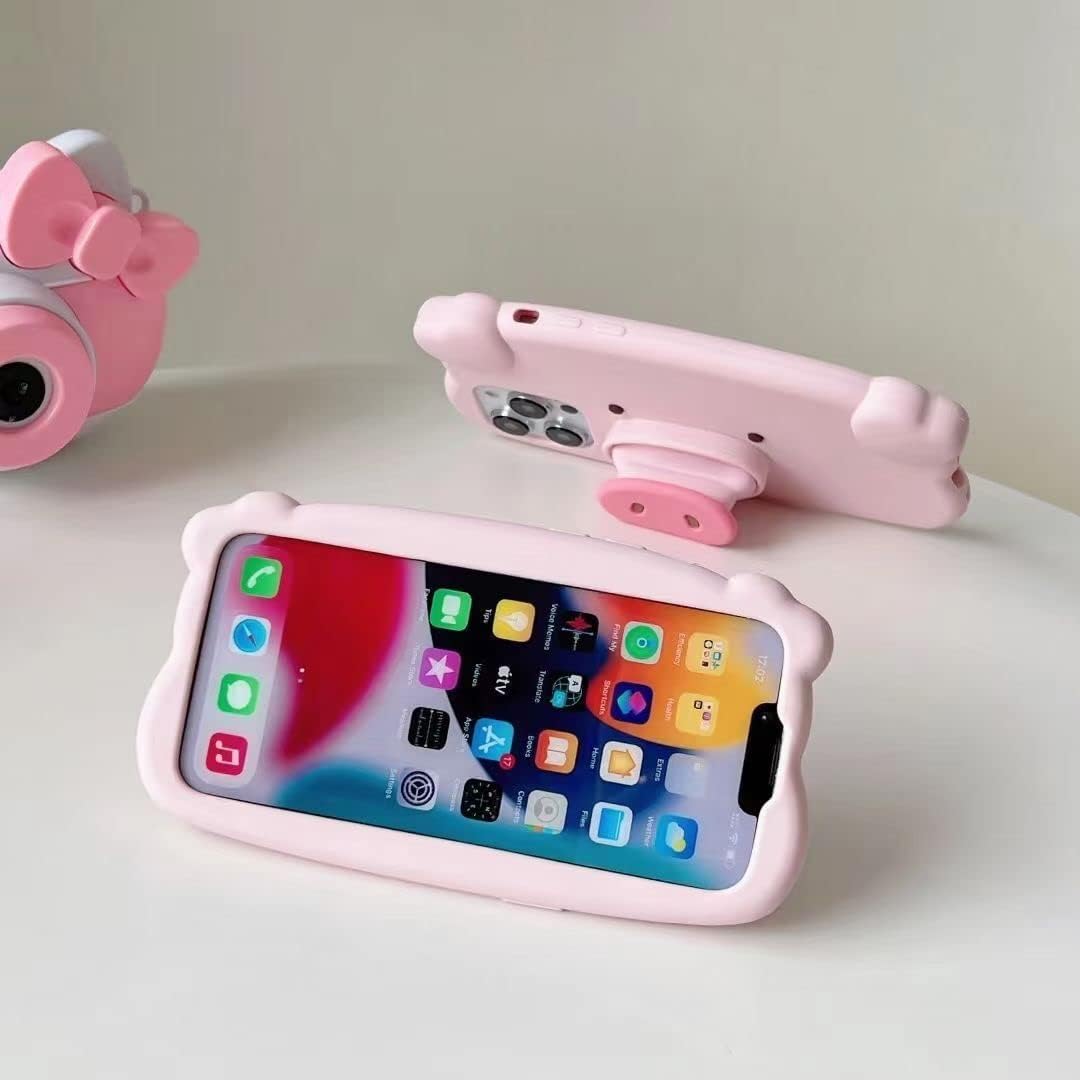Bonici Funda de teléfono para niñas y mujeres, creativa, súper divertida, multifunción, elástica, con soporte de nariz de cerdo rosa, funda de