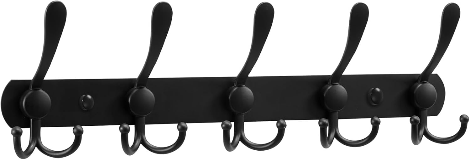 Gancho de pared para colgar ropa, ganchos de pared negros para dormitorio, cocina, baño, color negro