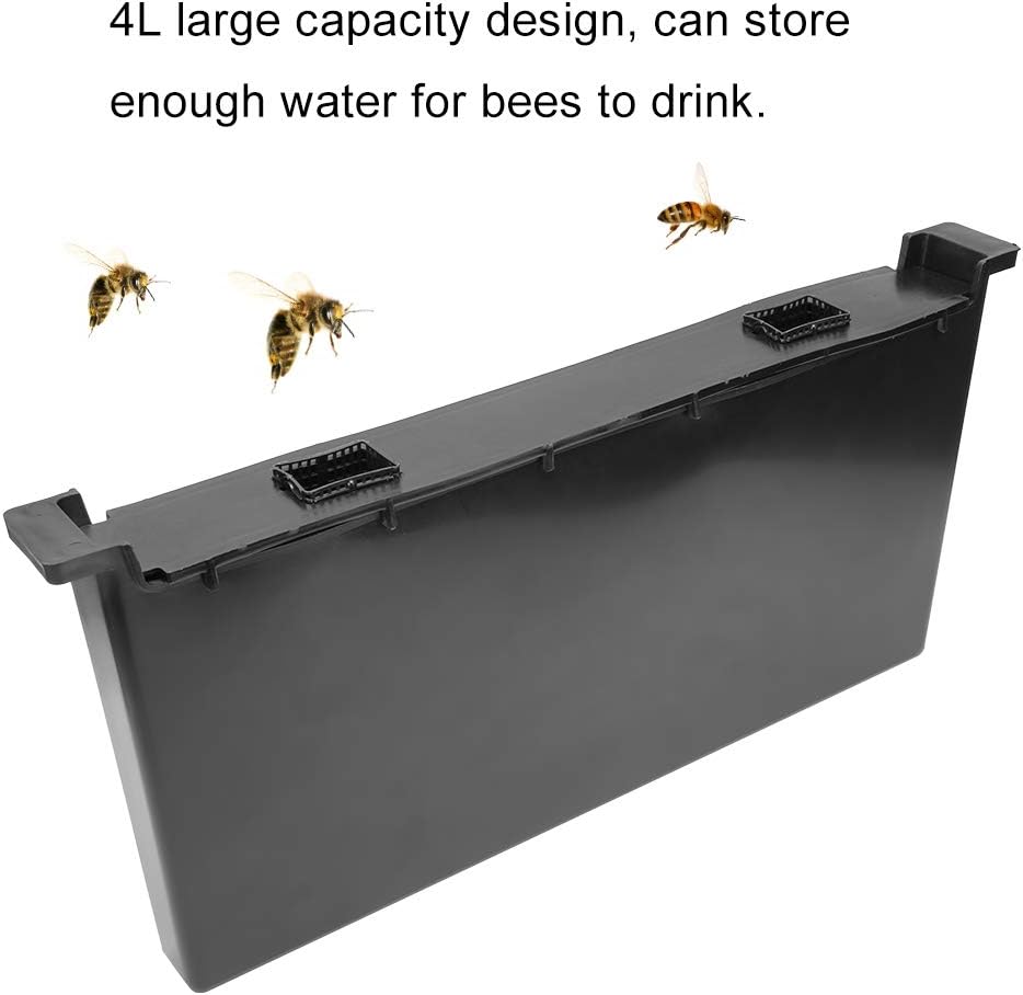 Alimentador de agua de abeja, 4L de gran capacidad de plástico negro dentro de la colmena alimentador de agua de marco duradero jarabe de abeja