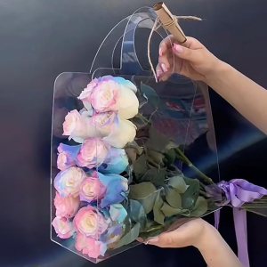 YAMSLAM Caja de flores transparente con asa Bolsas de embalaje de flores portátiles regalo Contatiner bolso de boda rosa envoltura caja de regalo de YAMSLAM Caja de flores transparente con asa Bolsas de embalaje de flores portátiles regalo Contatiner bolso de boda rosa envoltura caja de regalo de