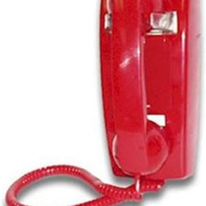 Teléfono de pared rojo sin dial con timbre Teléfono de pared rojo sin dial con timbre