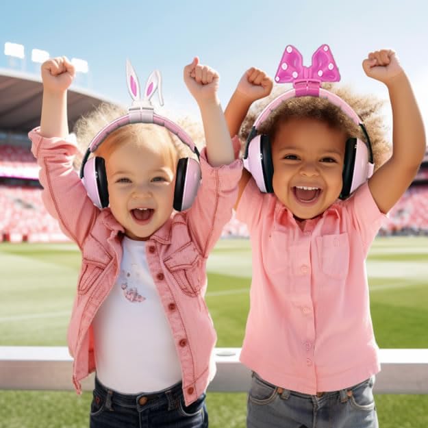 clawster Protección auditiva rosa para bebés y niñas, orejeras ajustables con reducción de ruido de 27 dB, accesorio divertido y lindo para niños de