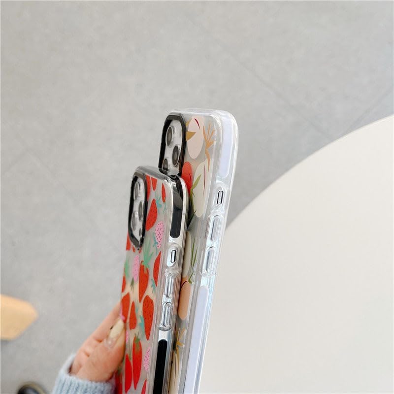 Funda para iPhone 13 para mujer, bonito diseño femenino de fresas, patrón de dibujos animados de frutas Kawaii para niñas y adolescentes, funda de