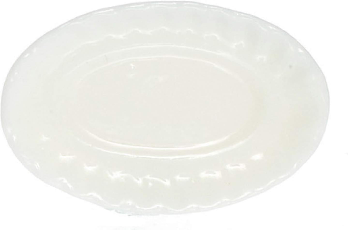 Plato de porcelana blanca miniatura para casa de muñecas con borde estriado