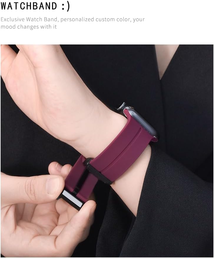 Correa magnética compatible con Apple Watch Band de 1.496 in 1.575 in 1.614 in 1.654 in 1.732 in 1.772 in 1.929 in, correa deportiva de silicona