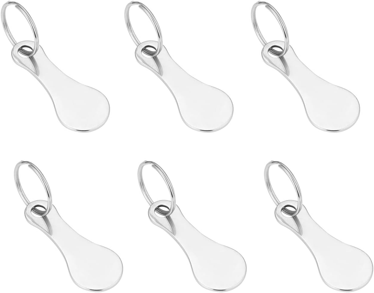 6 piezas de mini llavero de aleación de aluminio plateado para carrito de compras, llavero de cuarto pequeño para carrito de compras, plateado