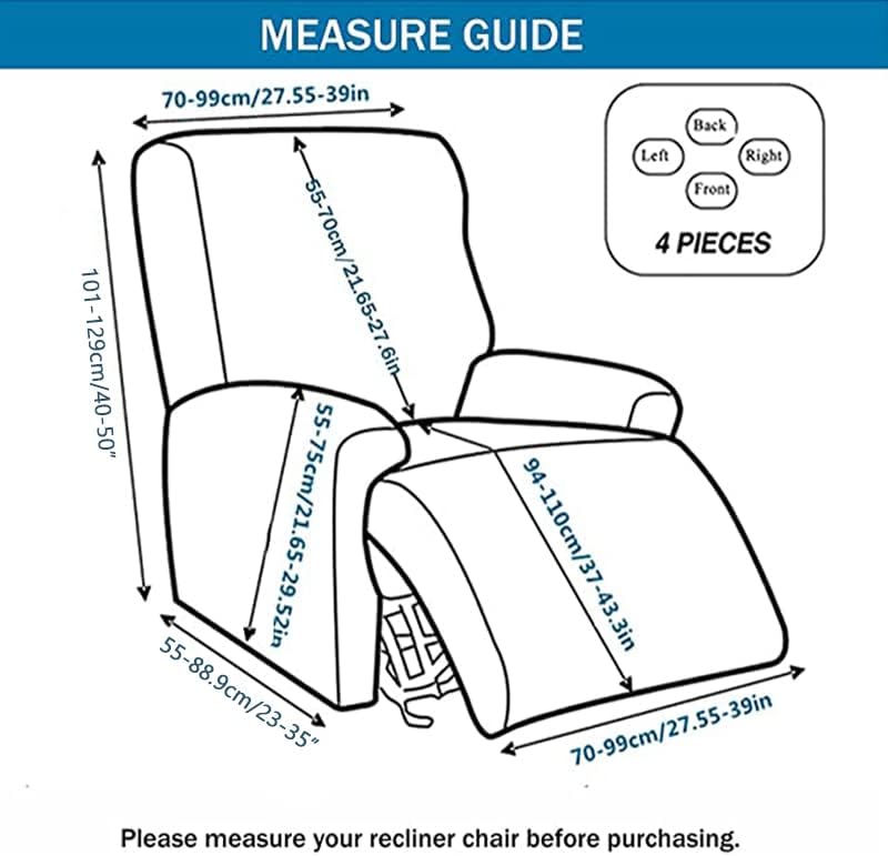 Eco-Ancheng Fundas reclinables de 4 piezas, fundas para sillas reclinables, fundas elásticas para sofá reclinable, fundas ajustables antideslizantes