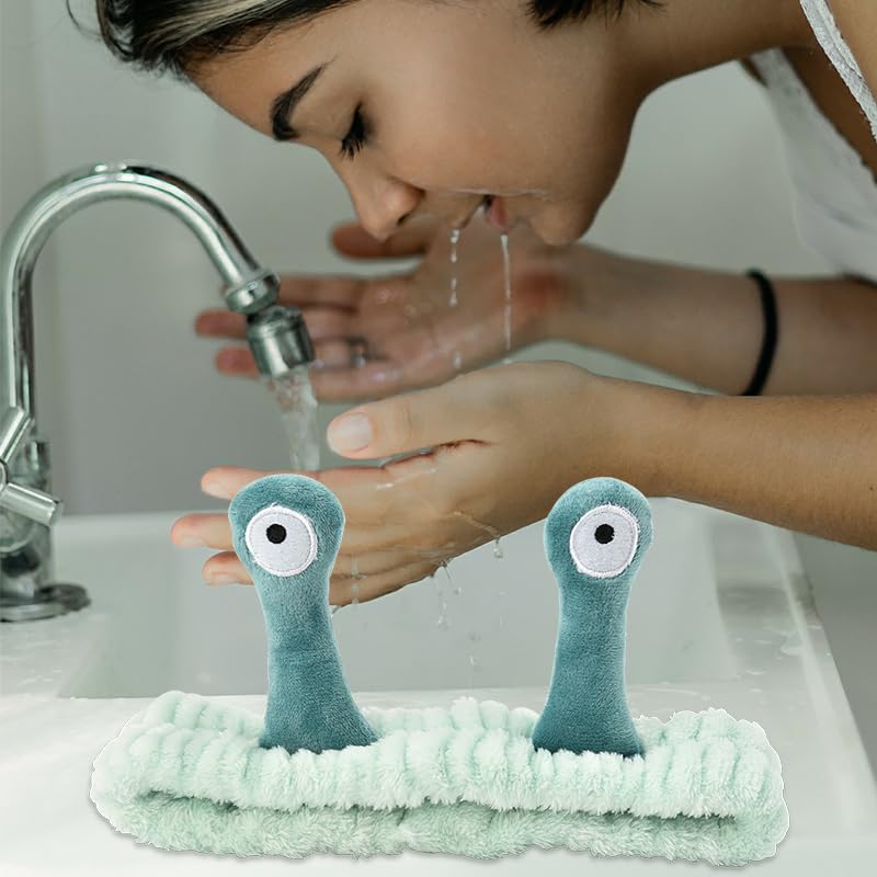Diadema con diseño de caracol para la cabeza, para maquillaje facial, banda para el cabello con dibujos animados, de forro polar coral, diademas