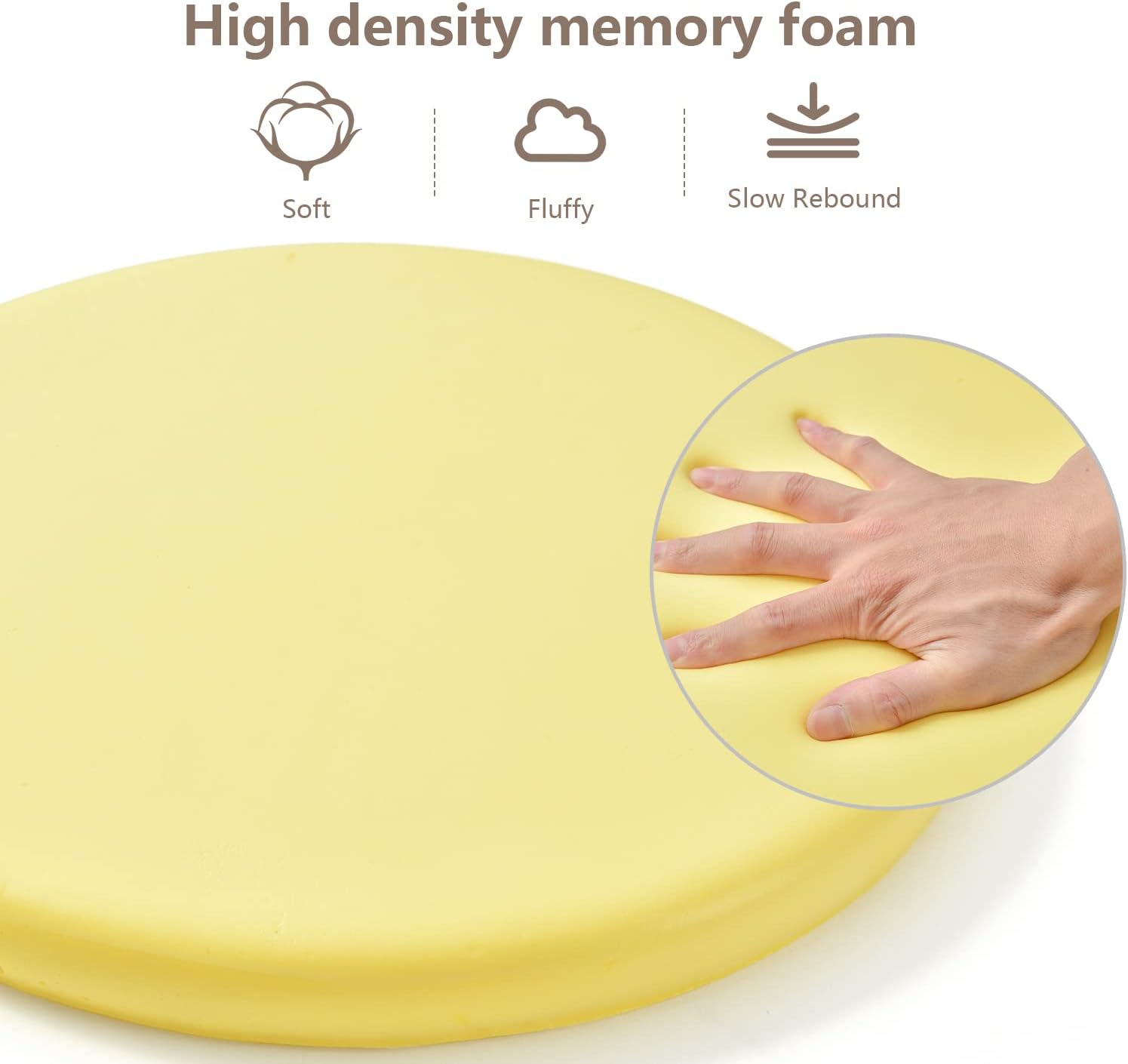 Gumcoly Cojín de espuma viscoelástica para silla de cocina, lavable, antideslizante, cojín redondo con respaldo de goma para mesa de comedor, sillas