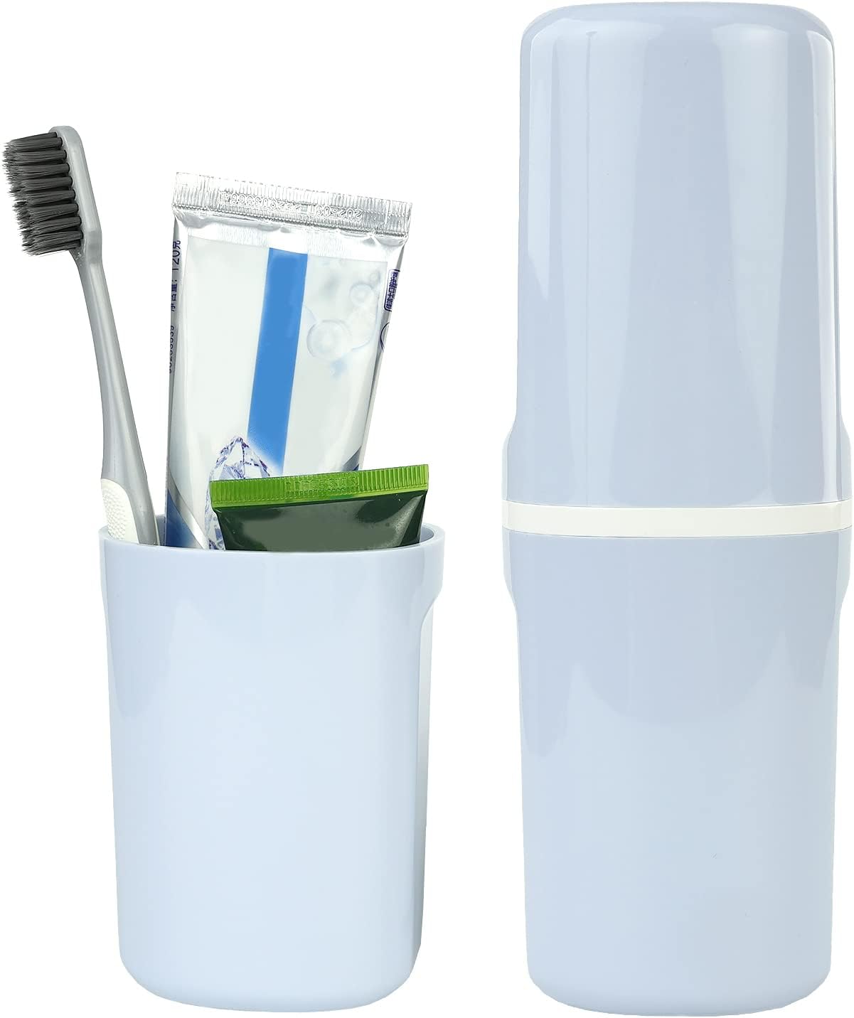 Surblue Estuche para cepillos de dientes de viaje desmontable con tapa, contenedor portátil para cepillos de dientes para vacaciones, camping,