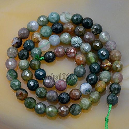 AD Beads – Cuentas de piedras preciosas naturales facetadas redondas espaciadoras sueltas de 0.157in a 0.394in (0.236in, ágata india facetada)