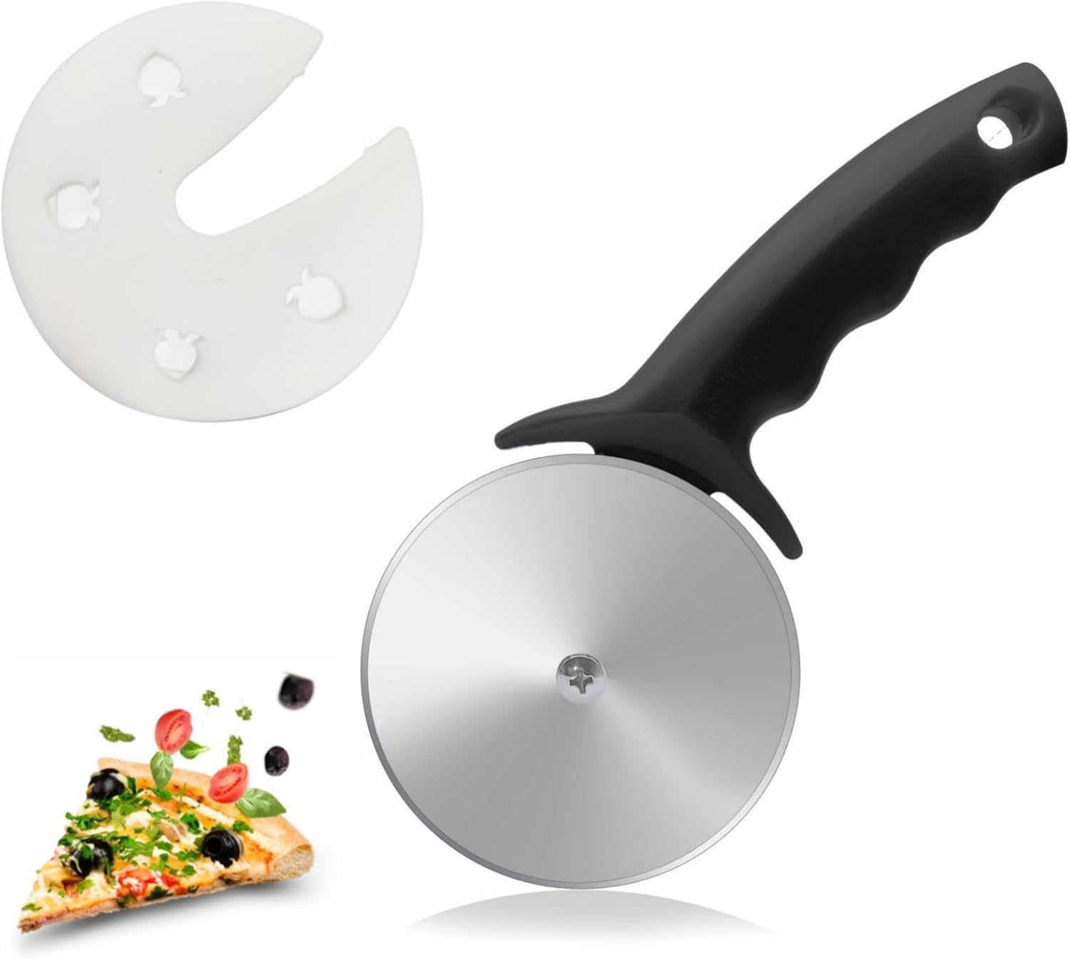 Rueda cortadora de pizza de 3 pulgadas, cortador de pizza de acero inoxidable con tapa, cortador de pizza súper afilado, apto para lavavajillas,