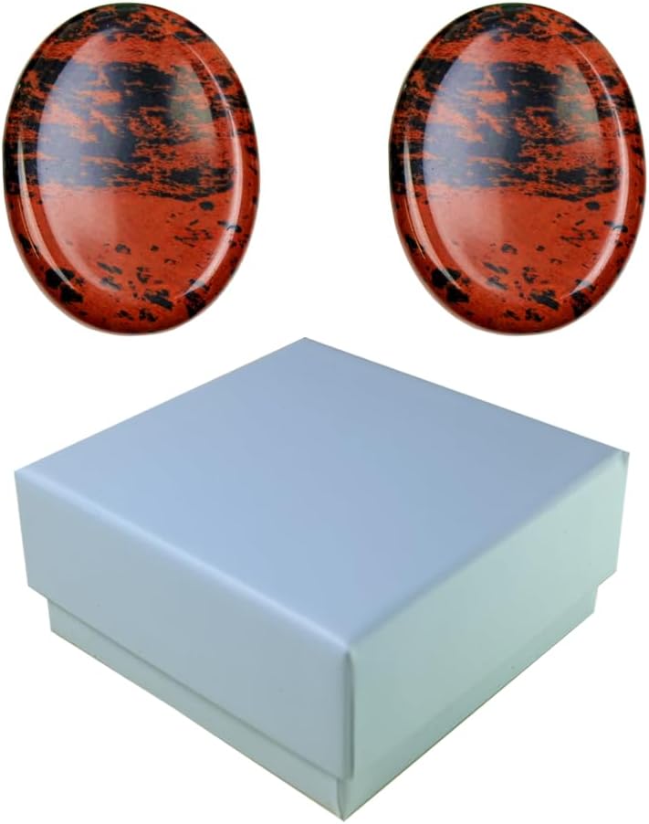 2 piedras de obsidiana roja para la ansiedad para el pulgar, cristales curativos de forma ovalada, tallados a mano, piedras naturales de bolsillo