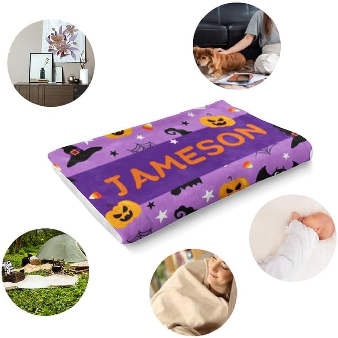Mantas de Halloween para sofás y camas, manta suave con telarañas, sombrero de brujas, murciélago negro y patrones decorativos de calabaza, manta de