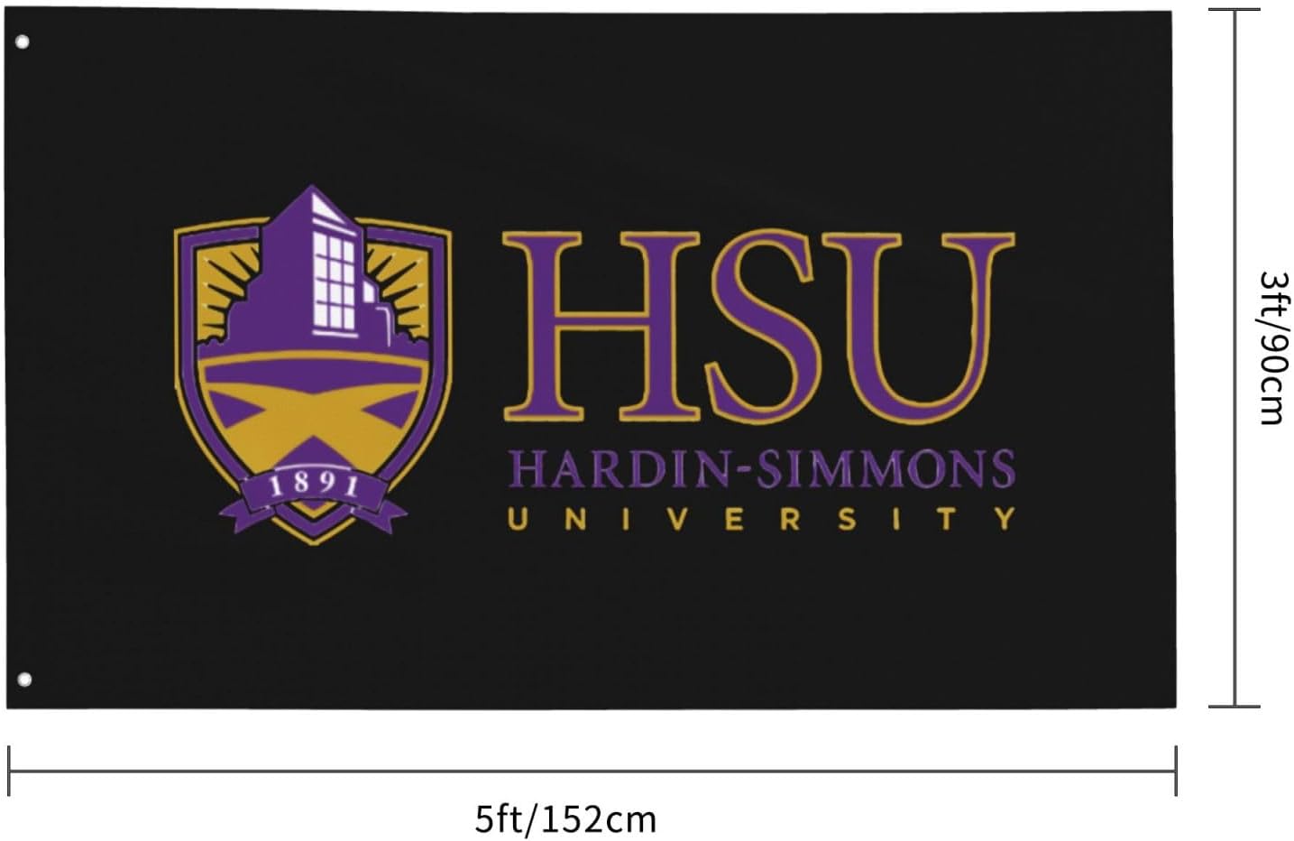 Hardin-Simmons – Bandera decorativa para exteriores con logotipo de la universidad, de 3 x 5 pies, bandera de jardín, bandera individual para