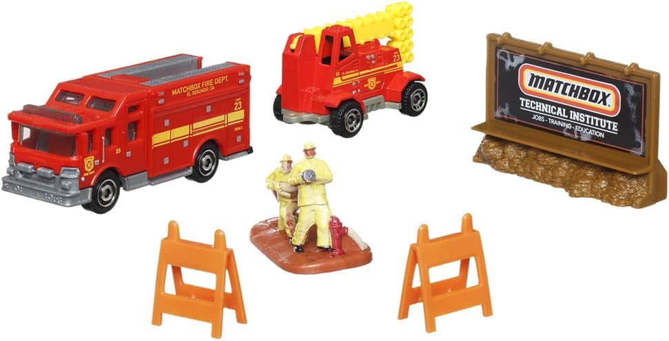 Matchbox Collectors – Juego de enganche y transporte fundido a presión para 70 años de aniversario, MBX Fire Rescue Fire  Motor de escuadrón de
