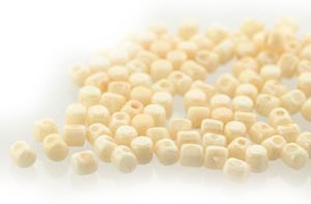 Opaque Beige Luster Minos Par Puca 2 0.197×0.118 in Cilindro Czech Glass Beads 0.18 oz