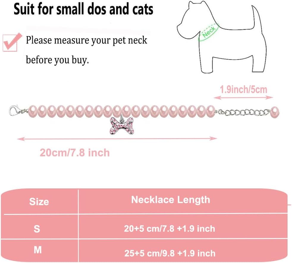 Collar de perlas para perro, perro pequeño, gato, diamantes de perlas de perro, joyería de collar de perlas para mascotas, collar de perlas lindo