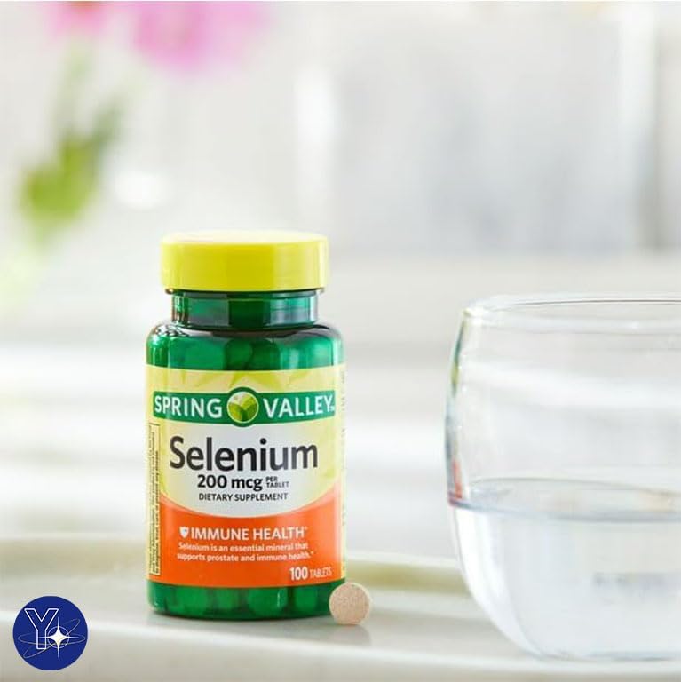 Tabletas de suplemento dietético de selenio para la salud inmunológica Spring Valley, 200 mcg, 100 unidades y marcapáginas de regalo YOLOMOLO