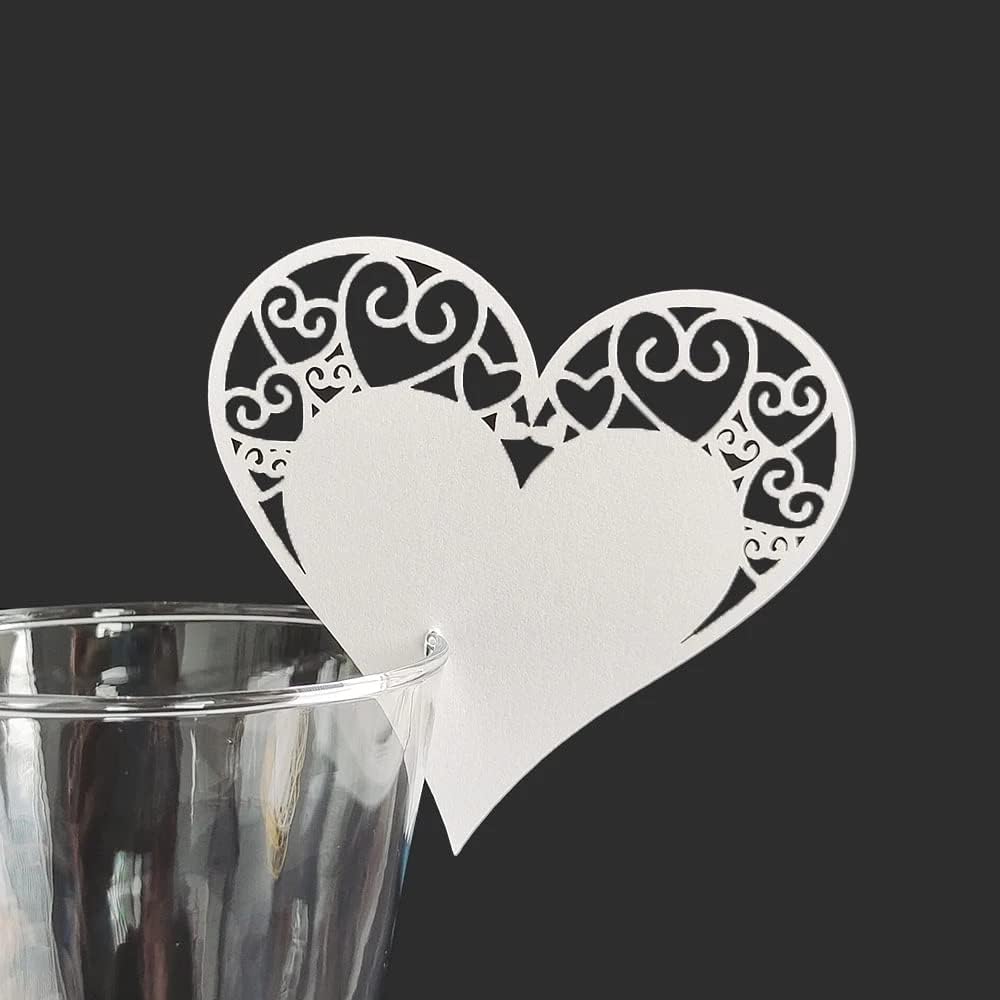 50 tarjetas postales para decoración de copa de vino, con número de mesa en forma de corazón, para bodas, recepciones, aniversarios, fiestas de