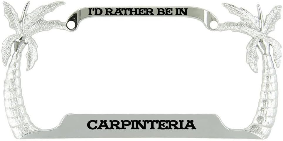 Stylish Rather Be in Carpinteria Beach Palm Tree Steel Metal License Plate Frame