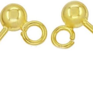 Adabele SS19-3.5 – 5 pares de aretes de plata de ley chapados en oro real, bola de 0.138 in con lazo abierto, orejera trasera, embragues de seguridad Adabele SS19-3.5 – 5 pares de aretes de plata de ley chapados en oro real, bola de 0.138 in con lazo abierto, orejera trasera, embragues de seguridad