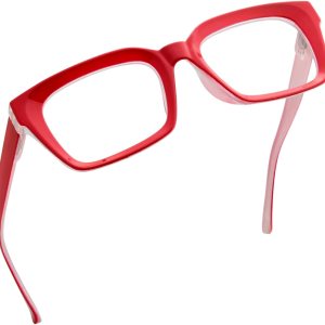 Eyekepper Gafas de lectura para mujer, diseño cuadrado de gran tamaño, color rojo Eyekepper Gafas de lectura para mujer, diseño cuadrado de gran tamaño, color rojo