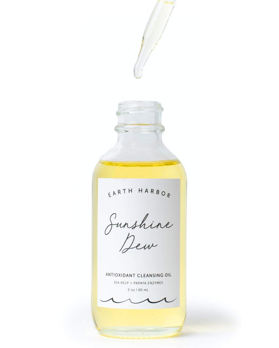 Earth Harbor Aceite limpiador SUNSHINE DEW – Limpieza profunda y desmaquillante  Enzimas de papaya + algas marinas  2 onzas líquidas