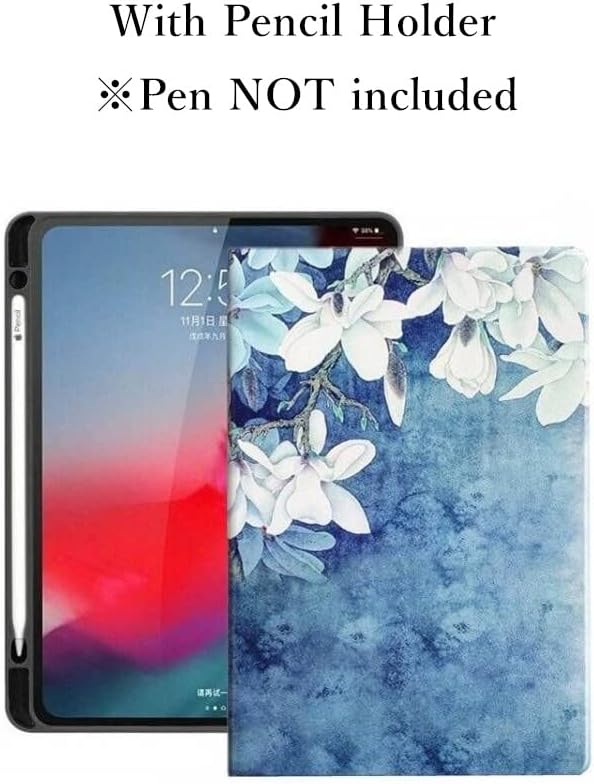 Funda floral para iPad Mini 5 generación Mini 4, diseño de flores, de piel delgada, con portalápices, apagado y encendido automático, color B
