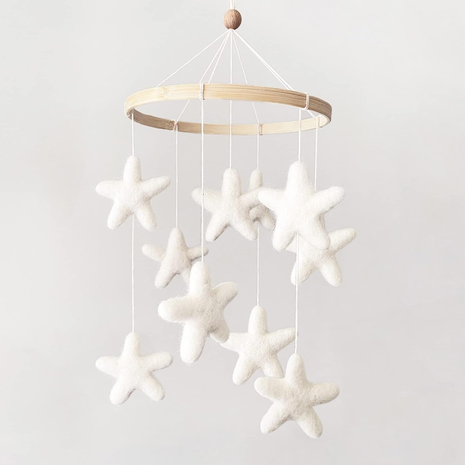 Móvil de bebé para cuna – Móvil de cuna boho – Móvil de fieltro con estrella – Móvil para bebé neutro de género – Decoración bohemia para guardería