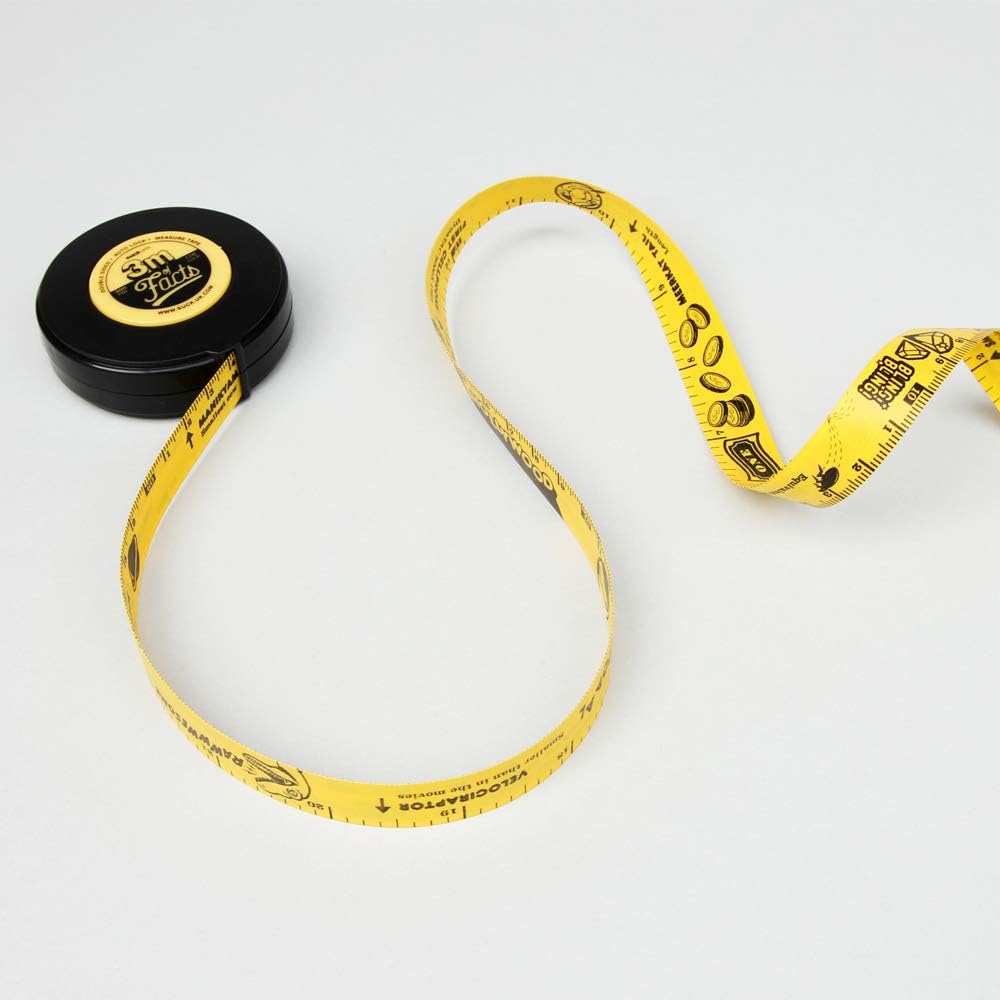 Suck UK Cinta métrica Fun Fact Kids  Cinta métrica de doble cara de 9.8 ft con datos interesantes  Cinta métrica novedosa  Regalos divertidos y
