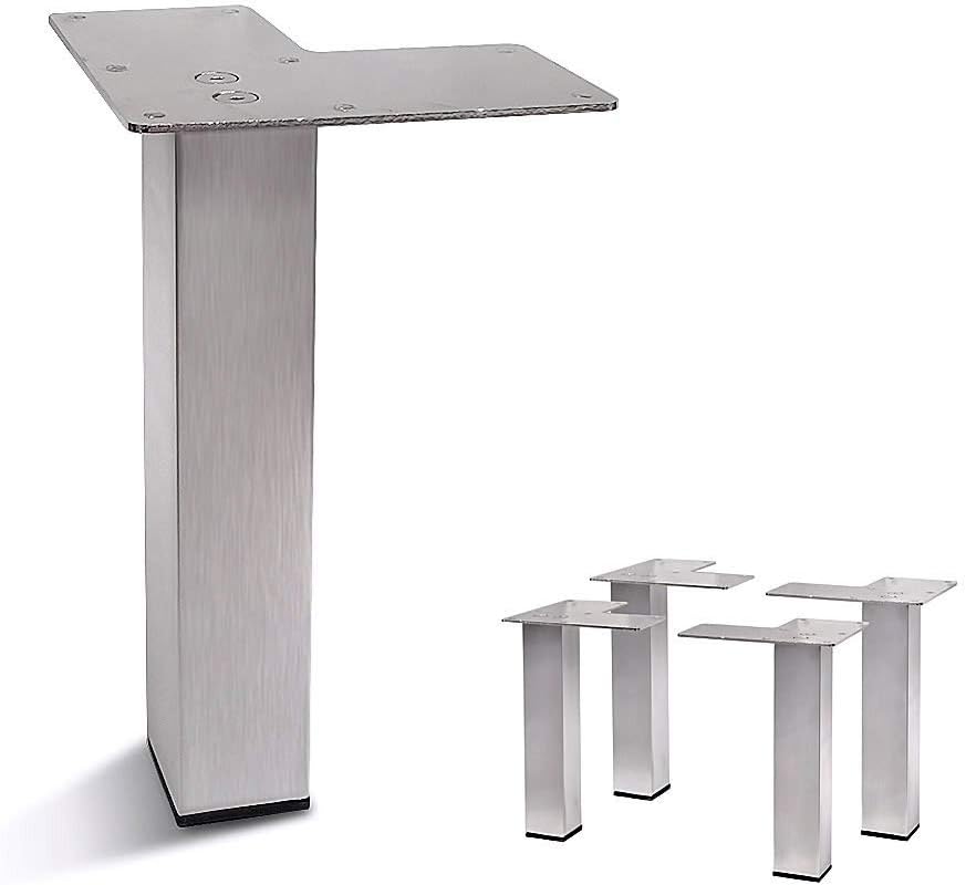 Patas de sofá de metal de acero inoxidable, patas para muebles, tubo cuadrado, diseño recto, juego de 4 nuevos (7-78 pulgadas de alto)