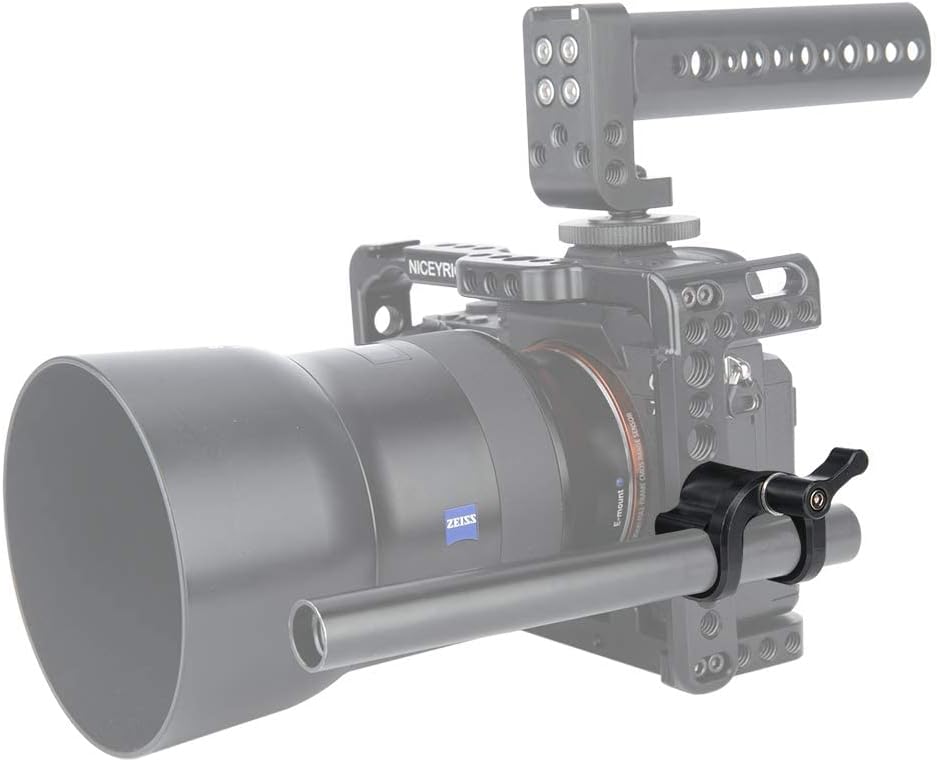 NICEYRIG Abrazadera de varilla de 0.591 in, soporte de varilla individual para sistema de soporte de riel de 0.591 in, montaje EVF, luz LED,