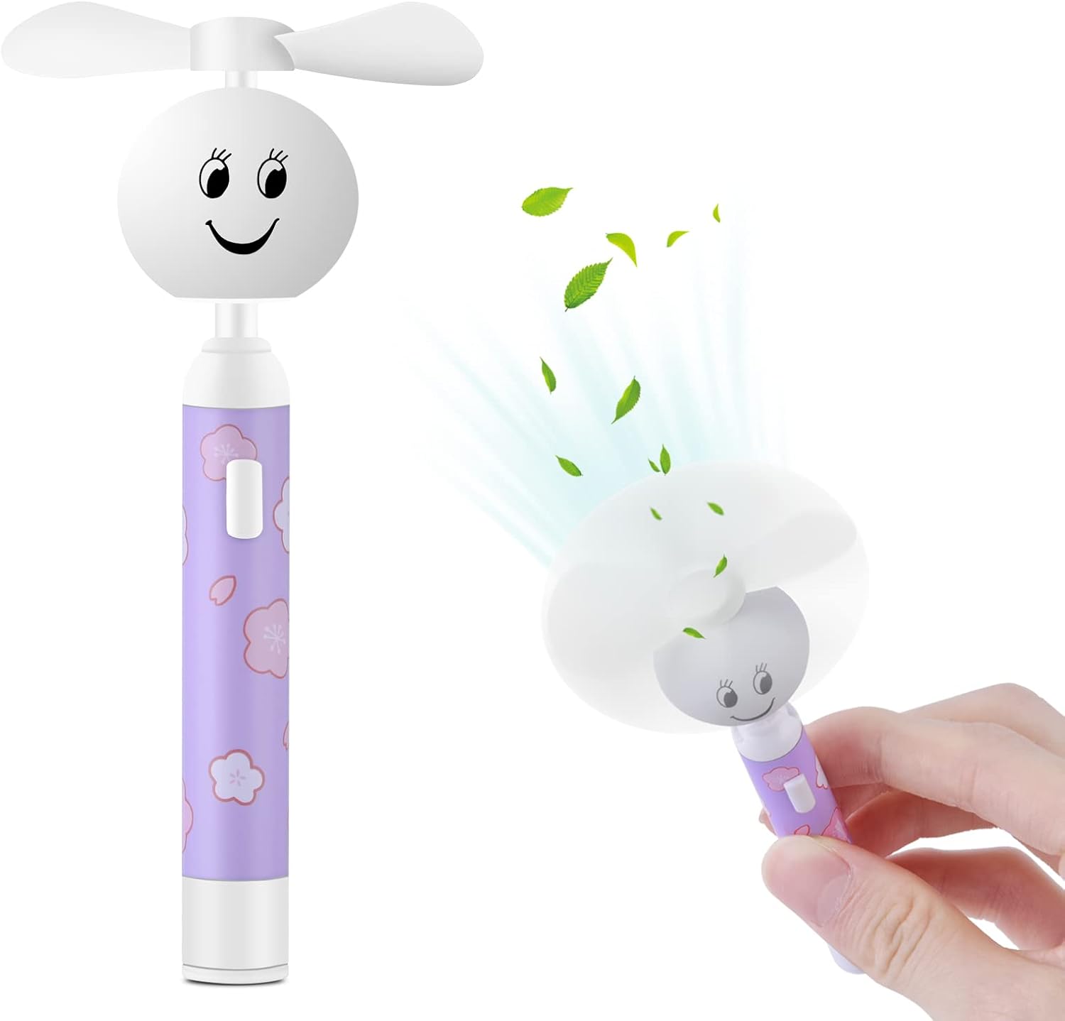 Mini ventilador de mano, pequeño ventilador de bolsillo portátil, creativo en forma de cara sonriente, ventilador personal con batería reemplazable,