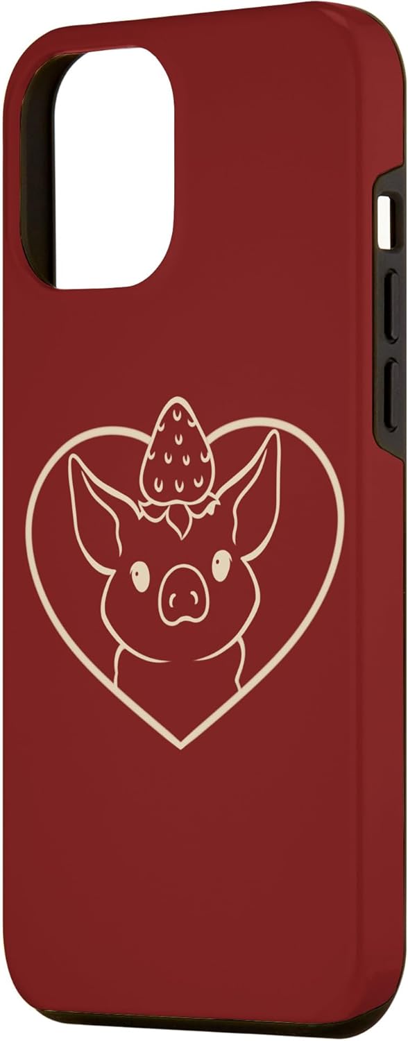Carcasa para iPhone 13 Pro Max Swine Sow Cute Heart Strawberry Mini Cerdo