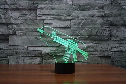 3D Gun Luz nocturna 16 cambio de color LED Control remoto mesa lámpara de escritorio acrílico plana ABS base USB decoración del hogar juguete