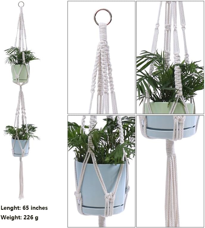 Paquete de 5 colgadores de plantas Bohemia para macetas colgantes con cuentas, maceta colgante de diferentes tamaños para interiores, cesta para