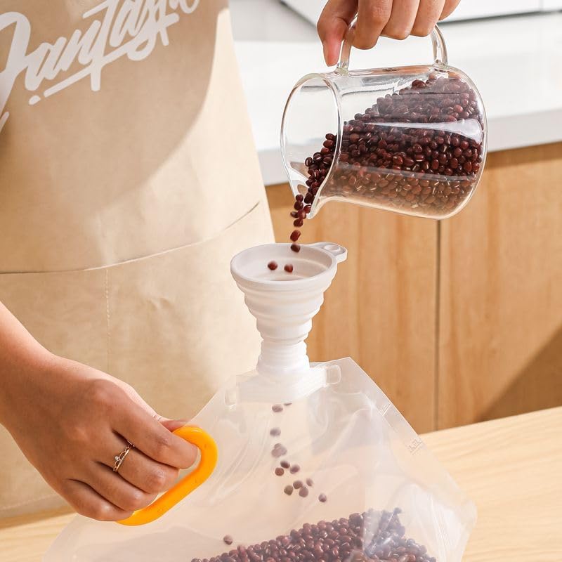 6 bolsas de almacenamiento de alimentos, bolsa sellada a prueba de humedad de granos, bolsas de alimentos grandes reutilizables con asa y tapa, sin