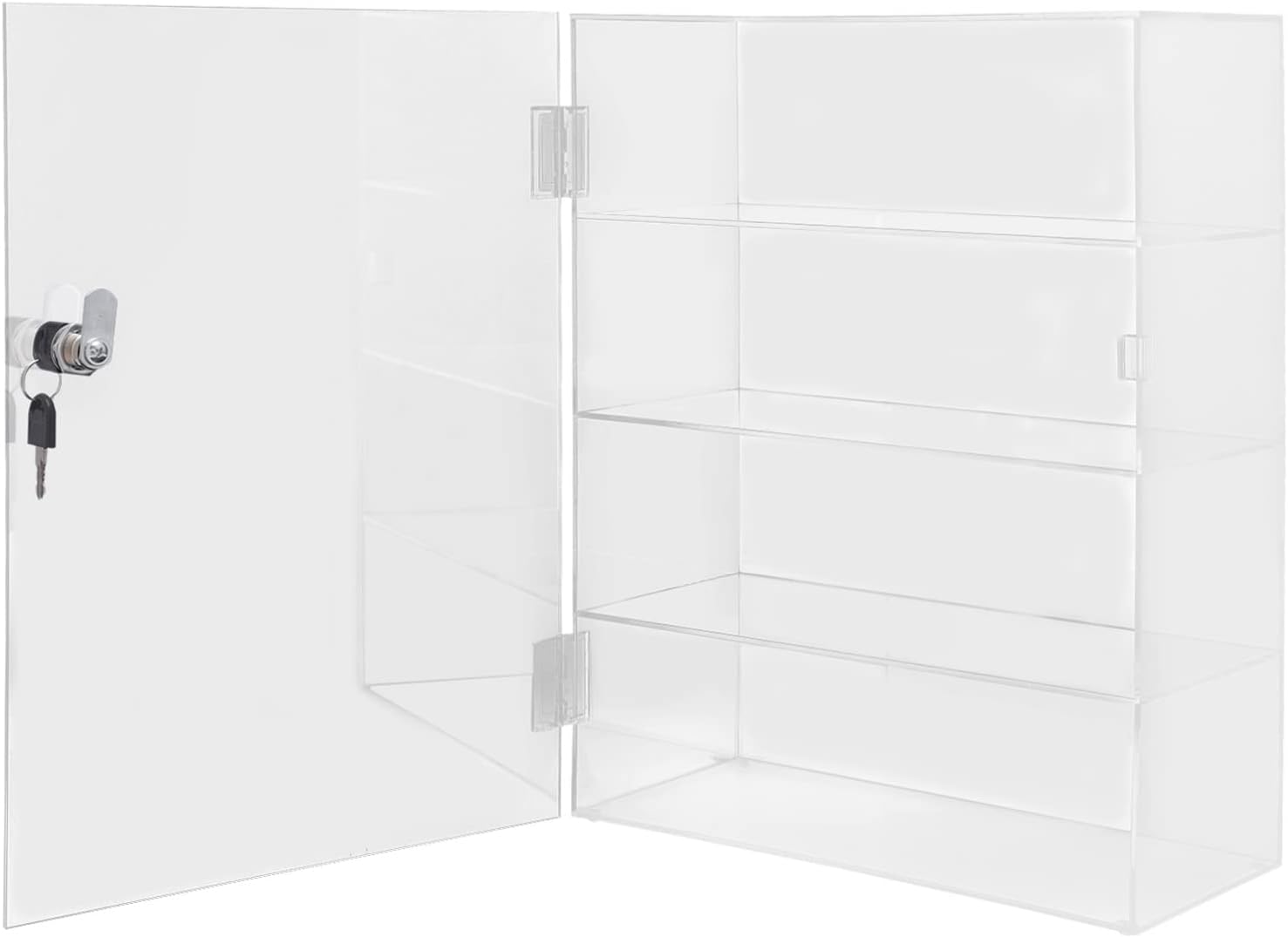 Vitrina de acrílico transparente de 4 capas con cerradura, figura de joyería de acrílico cuboide, vitrina, caja organizadora de encimera, soporte a