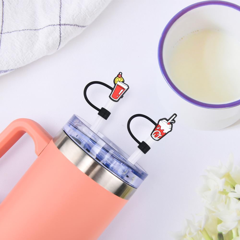 10 piezas de paja para beber comida de verano, cubierta de pajitas de silicona para refrescos, tapa a prueba de polvo, casual, puntas de pajita,