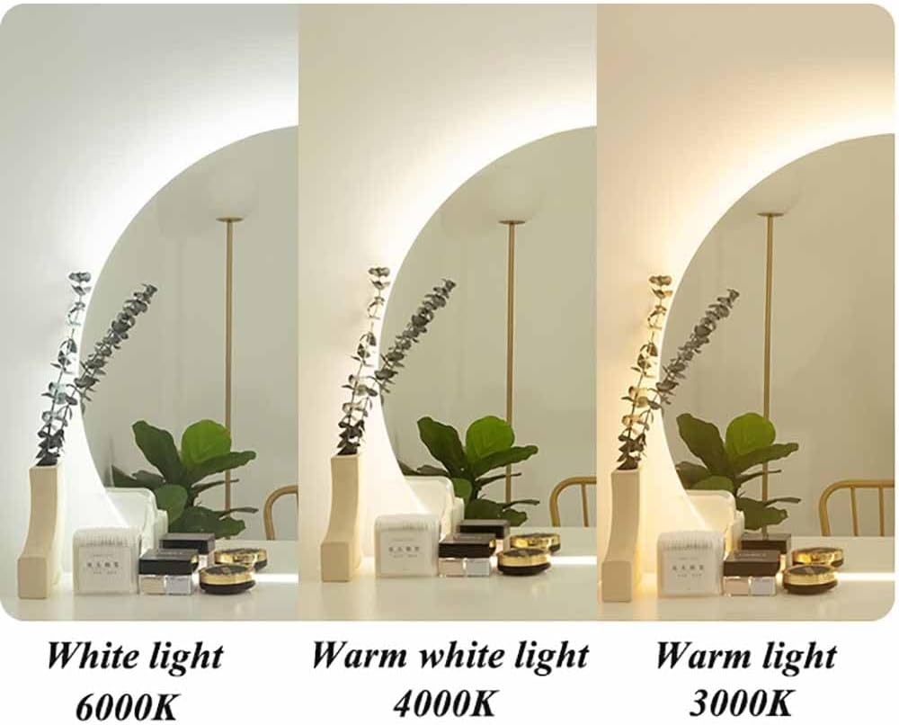 Espejo LED de 40 pulgadas para baño, espejo de tocador de baño antivaho con luces, espejo de pared de media luna, corte izquierdoderecho con botón