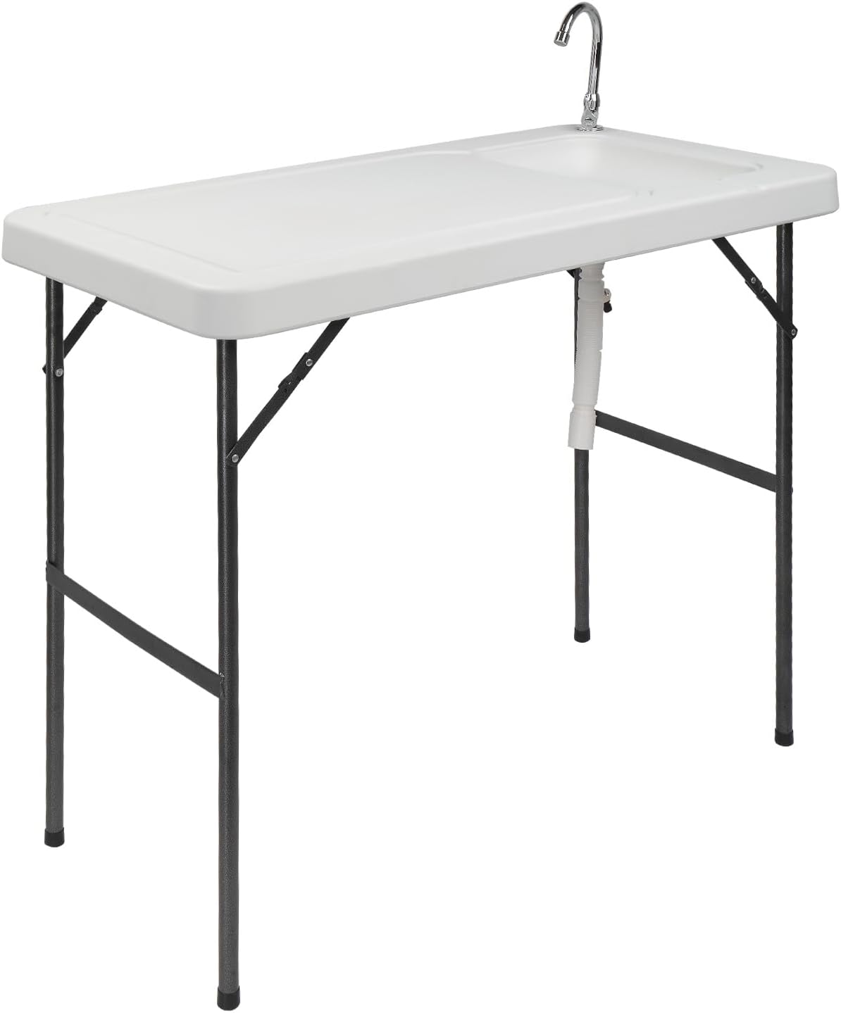 Mesa plegable de pescado, limpieza de caza al aire libre, corte, camping, picnic, estación de lavado, mesa de limpieza con grifo de fregadero