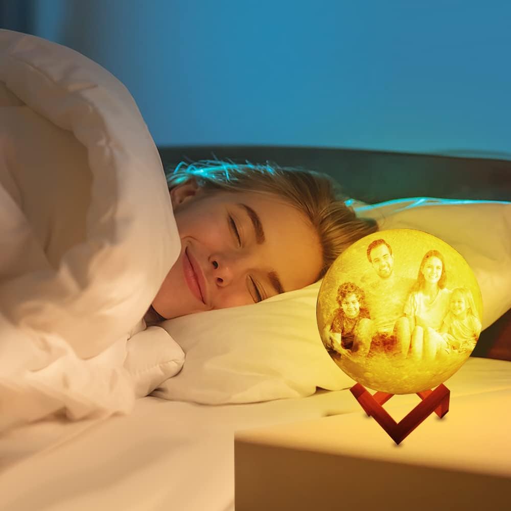 Lámpara de luna personalizada, impresión 3D, lámpara de luna con foto personalizada, imagen personalizada, regalo de luz de luna grabada para