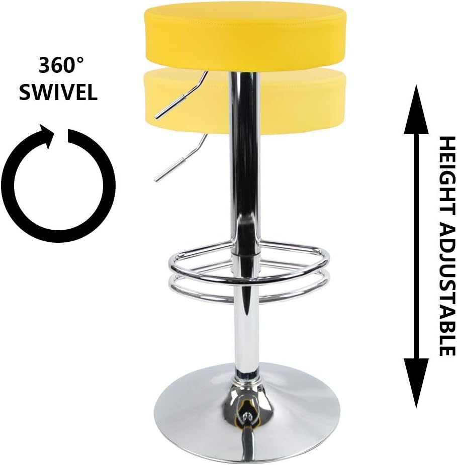 KKTONER Taburete de bar redondo de cuero sintético con reposapiés Silla giratoria ajustable para pub Silla de pub para el hogar, cocina, taburetes