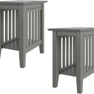 AFI, Mission, mesa auxiliar de madera maciza, 14 pulgadas, juego de 2, gris AFI, Mission, mesa auxiliar de madera maciza, 14 pulgadas, juego de 2, gris
