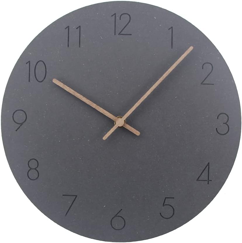 Reloj de pared  Reloj de pared silencioso sin tictac de 12 pulgadas, funciona con pilas, reloj decorativo de madera de estilo moderno y simple para